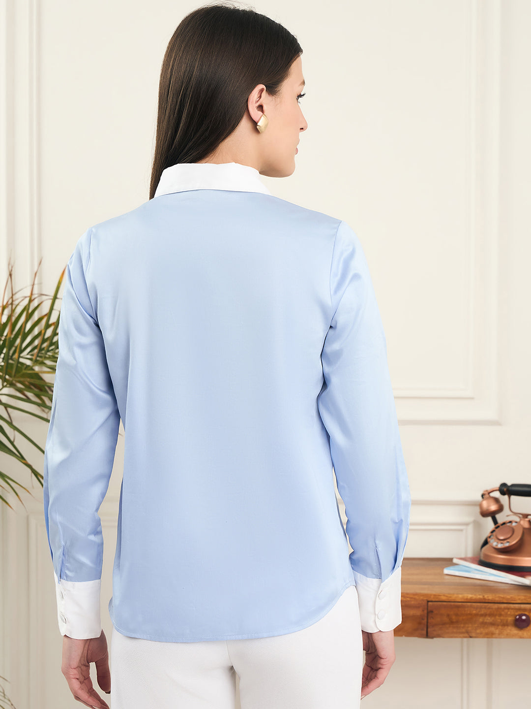 Noi Womens Colour Block Formal Shirt With Full Sleeves