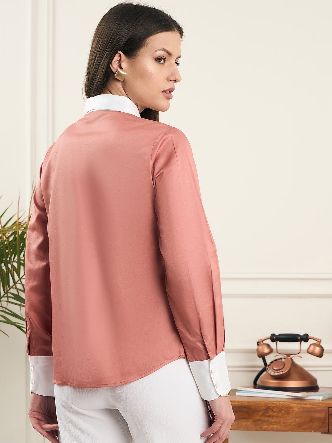 Noi Womens Colour Block Formal Shirt With Full Sleeves