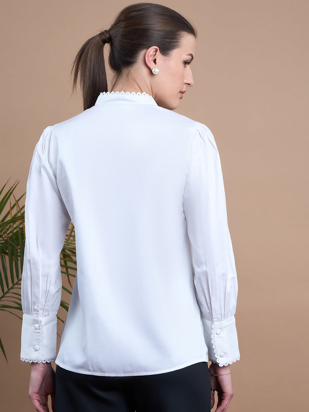 Noi Womens White Shirt With Full Sleeves